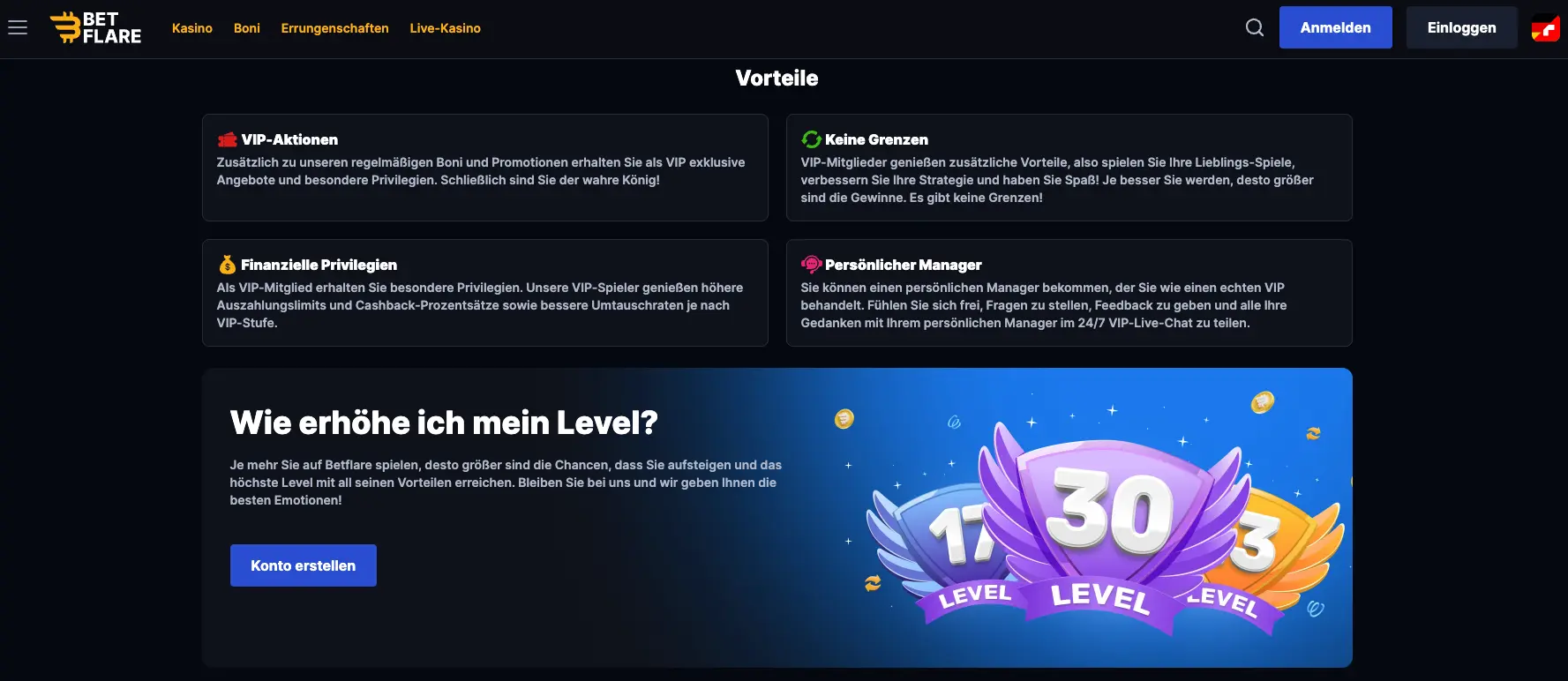 Betflare VIP-Programm